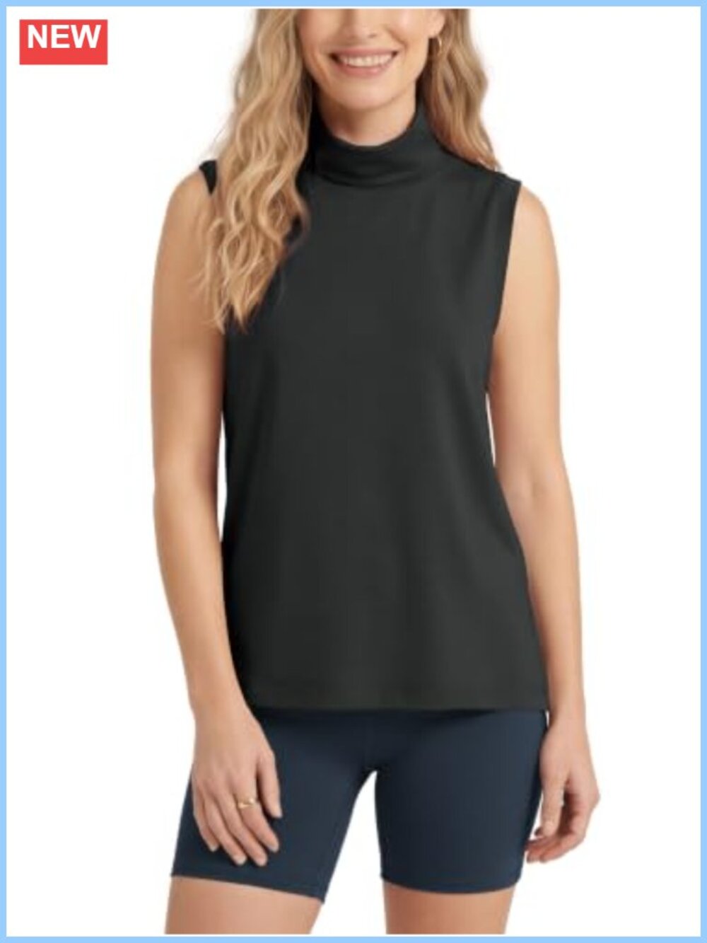 Modal Soft Mock Neck Tank Top Sleeveless Turtleneck Vest